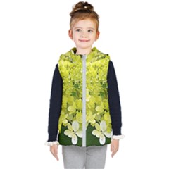Elegant Chartreuse Green Limelight Hydrangea Macro Kid s Hooded Puffer Vest by myrubiogarden