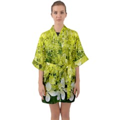 Elegant Chartreuse Green Limelight Hydrangea Macro Quarter Sleeve Kimono Robe by myrubiogarden