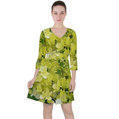 Elegant Chartreuse Green Limelight Hydrangea Macro Ruffle Dress by myrubiogarden