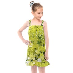 Elegant Chartreuse Green Limelight Hydrangea Macro Kids  Overall Dress by myrubiogarden