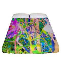 Abstract Oriental Lilies In My Rubio Garden Fitted Sheet (queen Size) by myrubiogarden