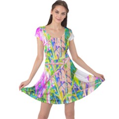 Abstract Oriental Lilies In My Rubio Garden Cap Sleeve Dress by myrubiogarden