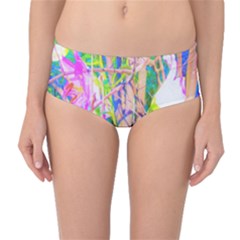 Abstract Oriental Lilies In My Rubio Garden Mid-waist Bikini Bottoms by myrubiogarden