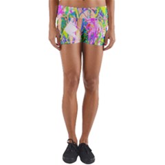 Abstract Oriental Lilies In My Rubio Garden Yoga Shorts by myrubiogarden