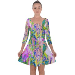 Abstract Oriental Lilies In My Rubio Garden Quarter Sleeve Skater Dress by myrubiogarden