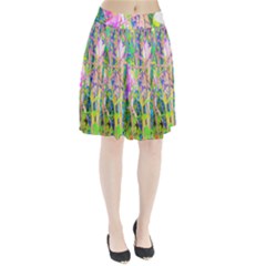 Abstract Oriental Lilies In My Rubio Garden Pleated Skirt