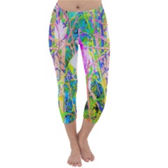 Abstract Oriental Lilies In My Rubio Garden Capri Winter Leggings  by myrubiogarden