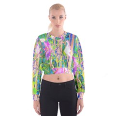 Abstract Oriental Lilies In My Rubio Garden Cropped Sweatshirt by myrubiogarden