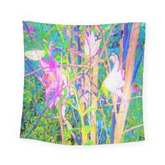 Abstract Oriental Lilies In My Rubio Garden Square Tapestry (small) by myrubiogarden