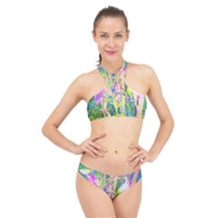 Abstract Oriental Lilies In My Rubio Garden High Neck Bikini Set by myrubiogarden