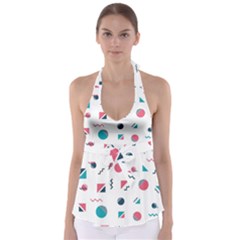 Round Triangle Geometric Pattern Babydoll Tankini Top by Alisyart