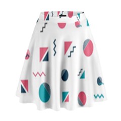 Round Triangle Geometric Pattern High Waist Skirt