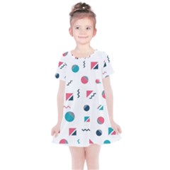 Round Triangle Geometric Pattern Kids  Simple Cotton Dress