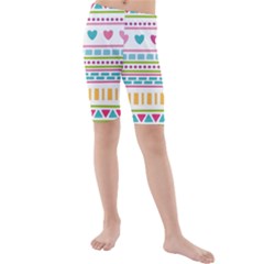 Geometry Line Shape Pattern Kids  Mid Length Swim Shorts