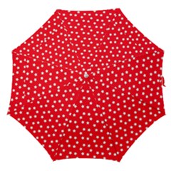 Christmas Pattern White Stars Red Straight Umbrellas by Mariart