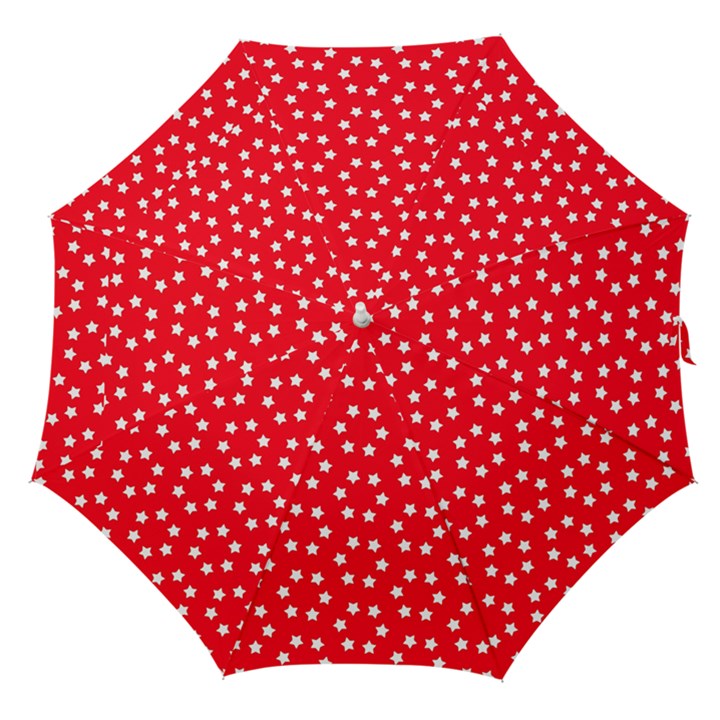 Christmas Pattern White Stars Red Straight Umbrellas