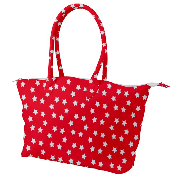 Christmas Pattern White Stars Red Canvas Shoulder Bag