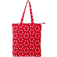 Christmas Pattern White Stars Red Double Zip Up Tote Bag by Mariart