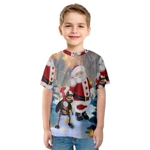 Merry Christmas, Santa Claus With Funny Cockroach In The Night Kids  Sport Mesh Tee by FantasyWorld7