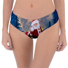 Merry Christmas, Santa Claus With Funny Cockroach In The Night Reversible Classic Bikini Bottoms by FantasyWorld7