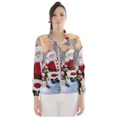 Merry Christmas, Santa Claus With Funny Cockroach In The Night Windbreaker (women) by FantasyWorld7