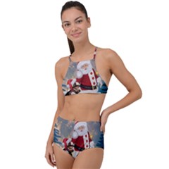 Merry Christmas, Santa Claus With Funny Cockroach In The Night High Waist Tankini Set