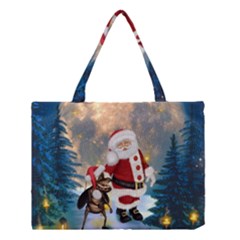 Merry Christmas, Santa Claus With Funny Cockroach In The Night Medium Tote Bag