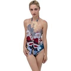 Merry Christmas, Santa Claus With Funny Cockroach In The Night Go With The Flow One Piece Swimsuit by FantasyWorld7