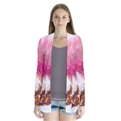 Wild Magnolia Flower, Watercolor Art Drape Collar Cardigan by picsaspassion