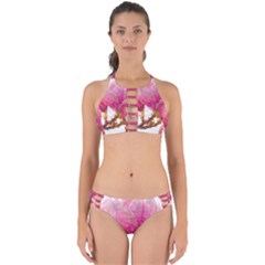 Wild Magnolia Flower, Watercolor Art Perfectly Cut Out Bikini Set by picsaspassion