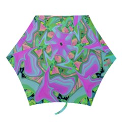 Retro Pink And Light Blue Liquid Art On Hydrangea Garden Mini Folding Umbrellas by myrubiogarden