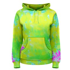 Fluorescent Yellow And Pink Abstract Garden Foliage Women s Pullover Hoodie by myrubiogarden