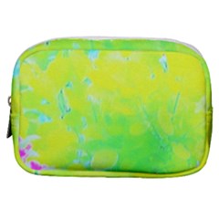 Fluorescent Yellow And Pink Abstract Garden Foliage Make Up Pouch (small) by myrubiogarden
