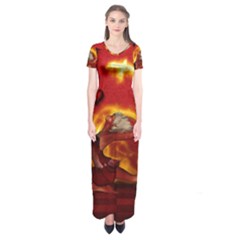 Wonderful Fairy Of The Fire With Fire Birds Short Sleeve Maxi Dress by FantasyWorld7