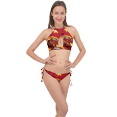 Wonderful Fairy Of The Fire With Fire Birds Cross Front Halter Bikini Set by FantasyWorld7