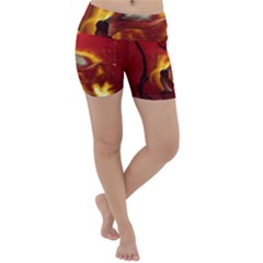 Wonderful Fairy Of The Fire With Fire Birds Lightweight Velour Yoga Shorts by FantasyWorld7