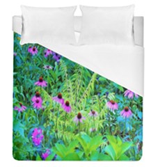 Purple Coneflower Garden With Tiger Eye Tree Duvet Cover (queen Size) by myrubiogarden