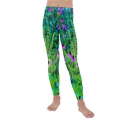 Purple Coneflower Garden With Tiger Eye Tree Kids  Lightweight Velour Leggings by myrubiogarden