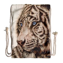 White Tiger Drawstring Bag (large) by ArtByThree