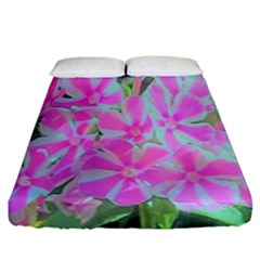 Hot Pink And White Peppermint Twist Garden Phlox Fitted Sheet (king Size) by myrubiogarden
