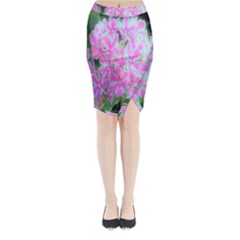 Hot Pink And White Peppermint Twist Garden Phlox Midi Wrap Pencil Skirt by myrubiogarden