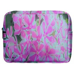 Hot Pink And White Peppermint Twist Garden Phlox Make Up Pouch (large) by myrubiogarden