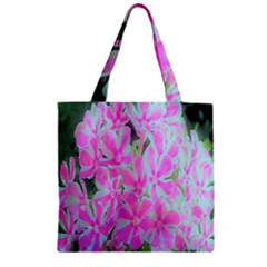 Hot Pink And White Peppermint Twist Garden Phlox Zipper Grocery Tote Bag