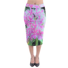 Hot Pink And White Peppermint Twist Garden Phlox Midi Pencil Skirt