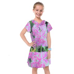 Hot Pink And White Peppermint Twist Garden Phlox Kids  Drop Waist Dress