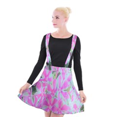 Hot Pink And White Peppermint Twist Garden Phlox Suspender Skater Skirt