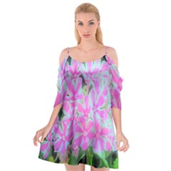 Hot Pink And White Peppermint Twist Garden Phlox Cutout Spaghetti Strap Chiffon Dress