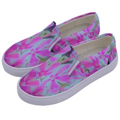 Hot Pink And White Peppermint Twist Garden Phlox Kids  Canvas Slip Ons