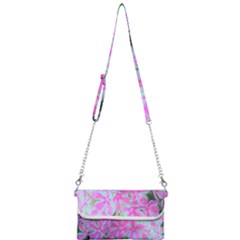 Hot Pink And White Peppermint Twist Garden Phlox Mini Crossbody Handbag by myrubiogarden