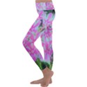 Hot Pink And White Peppermint Twist Garden Phlox Kids  Lightweight Velour Classic Yoga Leggings View2